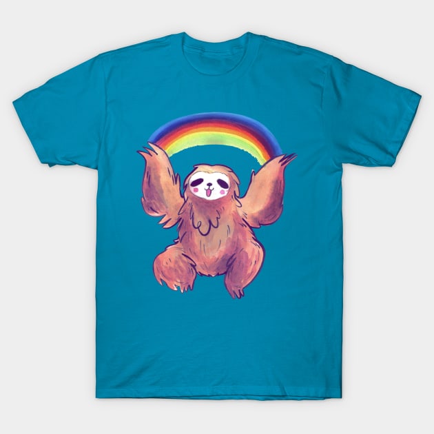 Fluffy Rainbow Sloth T-Shirt by saradaboru